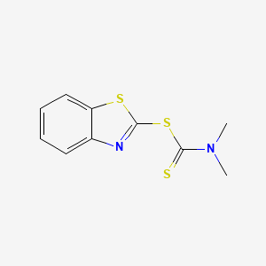 molecular formula C10H10N2S3 B11775883 Carbamic acid, dimethyldithio-, 2-benzothiazolyl ester CAS No. 3432-25-5