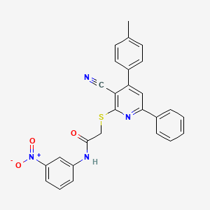 2-((3-Cyano-6-phenyl-4-(p-tolyl)pyridin-2-yl)thio)-N-(3-nitrophenyl)acetamide