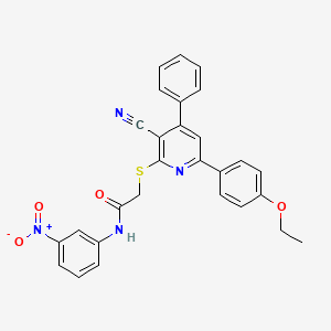 2-((3-Cyano-6-(4-ethoxyphenyl)-4-phenylpyridin-2-yl)thio)-N-(3-nitrophenyl)acetamide