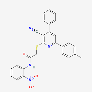 2-((3-Cyano-4-phenyl-6-(p-tolyl)pyridin-2-yl)thio)-N-(2-nitrophenyl)acetamide