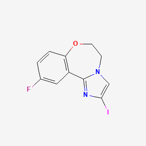 molecular formula C11H8FIN2O B11776804 10-Fluoro-2-iodo-5,6-dihydrobenzo[F]imidazo[1,2-D][1,4]oxazepine 