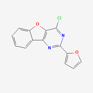 molecular formula C14H7ClN2O2 B11776817 4-Chloro-2-(furan-2-yl)benzofuro[3,2-d]pyrimidine 