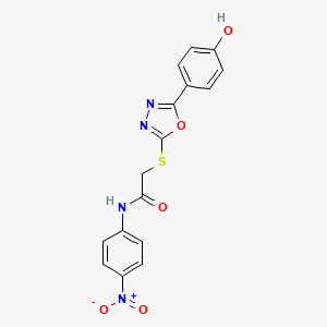 2-((5-(4-Hydroxyphenyl)-1,3,4-oxadiazol-2-yl)thio)-N-(4-nitrophenyl)acetamide