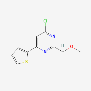 molecular formula C11H11ClN2OS B11776852 4-Chloro-2-(1-methoxyethyl)-6-(thiophen-2-yl)pyrimidine 