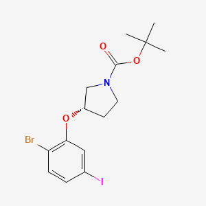 molecular formula C15H19BrINO3 B11777018 (S)-tert-Butyl 3-(2-bromo-5-iodophenoxy)pyrrolidine-1-carboxylate 