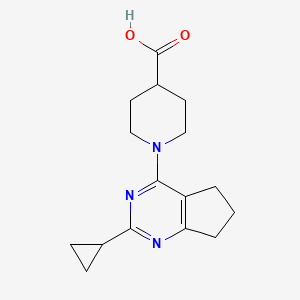 1-(2-Cyclopropyl-6,7-dihydro-5H-cyclopenta[d]pyrimidin-4-yl)piperidine-4-carboxylic acid