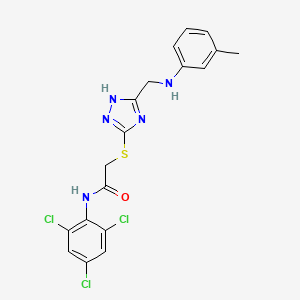 2-((3-((m-Tolylamino)methyl)-1H-1,2,4-triazol-5-yl)thio)-N-(2,4,6-trichlorophenyl)acetamide