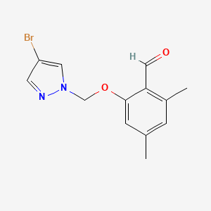 molecular formula C13H13BrN2O2 B11777288 2-((4-Bromo-1H-pyrazol-1-yl)methoxy)-4,6-dimethylbenzaldehyde 