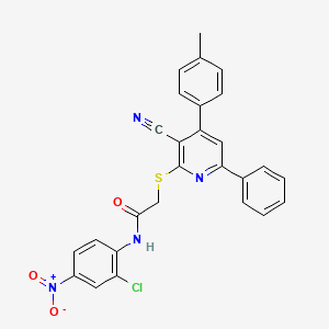 N-(2-Chloro-4-nitrophenyl)-2-((3-cyano-6-phenyl-4-(p-tolyl)pyridin-2-yl)thio)acetamide