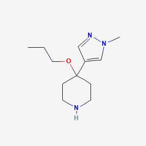 molecular formula C12H21N3O B11778054 4-(1-Methyl-1H-pyrazol-4-yl)-4-propoxypiperidine 