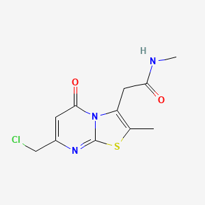 molecular formula C11H12ClN3O2S B11778888 2-(7-(Chloromethyl)-2-methyl-5-oxo-5H-thiazolo[3,2-a]pyrimidin-3-yl)-N-methylacetamide 