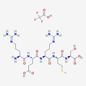 molecular formula C27H48F3N11O11S B1177915 (4S)-4-[[(2S)-2-amino-5-(diaminomethylideneamino)pentanoyl]amino]-5-[[(2S)-1-[[(2S)-1-[[(1S)-1-carboxy-2-hydroxyethyl]amino]-4-methylsulfanyl-1-oxobutan-2-yl]amino]-5-(diaminomethylideneamino)-1-oxopentan-2-yl]amino]-5-oxopentanoic acid;2,2,2-trifluoroacetic acid CAS No. 148914-08-3