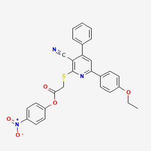 4-Nitrophenyl 2-((3-cyano-6-(4-ethoxyphenyl)-4-phenylpyridin-2-yl)thio)acetate