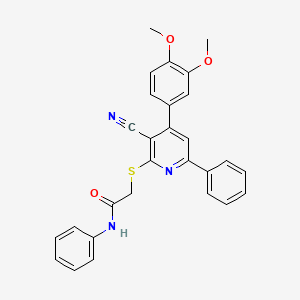 2-((3-Cyano-4-(3,4-dimethoxyphenyl)-6-phenylpyridin-2-yl)thio)-N-phenylacetamide