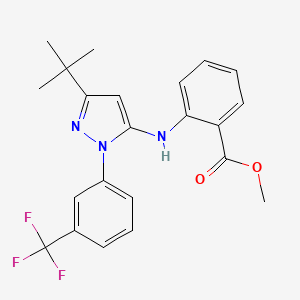 molecular formula C22H22F3N3O2 B11779951 Methyl 2-((3-(tert-butyl)-1-(3-(trifluoromethyl)phenyl)-1H-pyrazol-5-yl)amino)benzoate 