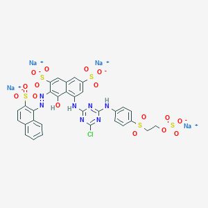 2,7-Naphthalenedisulfonic acid, 5-[[4-chloro-6-[[4-[[2-(sulfooxy)ethyl]sulfonyl]phenyl]amino]-1,3,5-triazin-2-yl]amino]-4-hydroxy-3-[2-(2-sulfo-1-naphthalenyl)diazenyl]-, sodium salt (1:4)