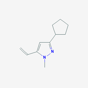 molecular formula C11H16N2 B11780063 3-Cyclopentyl-1-methyl-5-vinyl-1H-pyrazole 