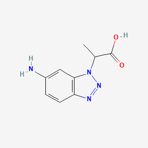 molecular formula C9H10N4O2 B11780109 2-(6-Amino-1H-benzo[d][1,2,3]triazol-1-yl)propanoic acid 