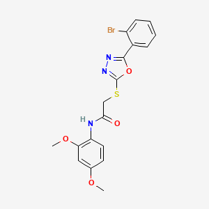 molecular formula C18H16BrN3O4S B11780117 2-((5-(2-Bromophenyl)-1,3,4-oxadiazol-2-yl)thio)-N-(2,4-dimethoxyphenyl)acetamide 