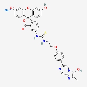 3,7-Dihydro-6-(4-(2-(N'-(5-fluoresceinyl)thioureido)ethoxy)phenyl)-2-methylimidazo-(1,2-a)pyrazin-3-one