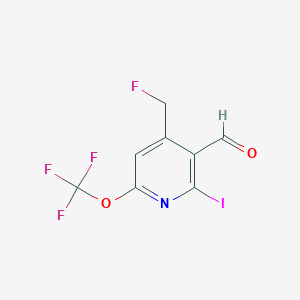 molecular formula C8H4F4INO2 B11780246 4-(Fluoromethyl)-2-iodo-6-(trifluoromethoxy)nicotinaldehyde 