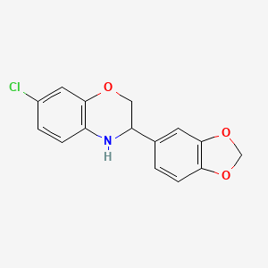 molecular formula C15H12ClNO3 B11780250 3-(Benzo[d][1,3]dioxol-5-yl)-7-chloro-3,4-dihydro-2H-benzo[b][1,4]oxazine 