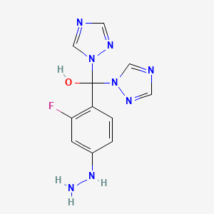 molecular formula C11H11FN8O B11780333 (2-Fluoro-4-hydrazinylphenyl)di(1H-1,2,4-triazol-1-yl)methanol 