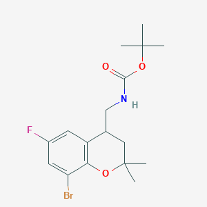 molecular formula C17H23BrFNO3 B11780340 tert-Butyl ((8-bromo-6-fluoro-2,2-dimethylchroman-4-yl)methyl)carbamate 