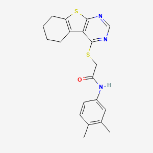 molecular formula C20H21N3OS2 B11780347 N-(3,4-Dimethylphenyl)-2-((5,6,7,8-tetrahydrobenzo[4,5]thieno[2,3-d]pyrimidin-4-yl)thio)acetamide 