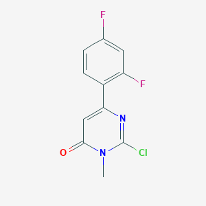 molecular formula C11H7ClF2N2O B11780359 2-Chloro-6-(2,4-difluorophenyl)-3-methylpyrimidin-4(3H)-one 