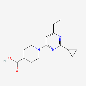 molecular formula C15H21N3O2 B11780381 1-(2-Cyclopropyl-6-ethylpyrimidin-4-yl)piperidine-4-carboxylic acid 