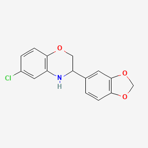 molecular formula C15H12ClNO3 B11780404 3-(Benzo[d][1,3]dioxol-5-yl)-6-chloro-3,4-dihydro-2H-benzo[b][1,4]oxazine 