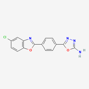 molecular formula C15H9ClN4O2 B11780418 5-(4-(5-Chlorobenzo[d]oxazol-2-yl)phenyl)-1,3,4-oxadiazol-2-amine 