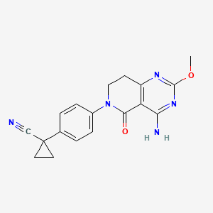 molecular formula C18H17N5O2 B11780573 1-(4-(4-Amino-2-methoxy-5-oxo-7,8-dihydropyrido[4,3-D]pyrimidin-6(5H)-YL)phenyl)cyclopropanecarbonitrile 