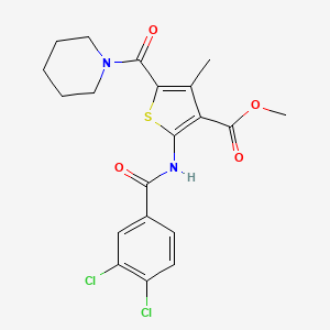 molecular formula C20H20Cl2N2O4S B11780585 Methyl 2-(3,4-dichlorobenzamido)-4-methyl-5-(piperidine-1-carbonyl)thiophene-3-carboxylate 