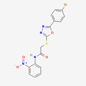 molecular formula C16H11BrN4O4S B11780606 2-((5-(4-Bromophenyl)-1,3,4-oxadiazol-2-yl)thio)-N-(2-nitrophenyl)acetamide 