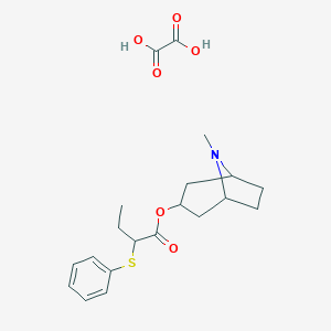 molecular formula C20H27NO6S B117807 托品 2-(苯硫基)丁酸草酸盐 CAS No. 155059-55-5