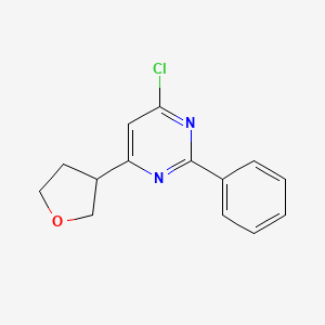 molecular formula C14H13ClN2O B11780826 4-Chloro-2-phenyl-6-(tetrahydrofuran-3-yl)pyrimidine 