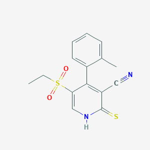 molecular formula C15H14N2O2S2 B11780929 5-(Ethylsulfonyl)-2-thioxo-4-(o-tolyl)-1,2-dihydropyridine-3-carbonitrile 