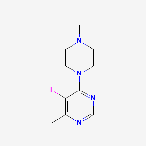 molecular formula C10H15IN4 B11780935 5-Iodo-4-methyl-6-(4-methylpiperazin-1-yl)pyrimidine 