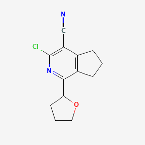 molecular formula C13H13ClN2O B11780942 3-Chloro-1-(tetrahydrofuran-2-yl)-6,7-dihydro-5H-cyclopenta[c]pyridine-4-carbonitrile 