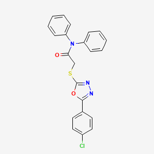 molecular formula C22H16ClN3O2S B11780985 2-((5-(4-Chlorophenyl)-1,3,4-oxadiazol-2-yl)thio)-N,N-diphenylacetamide 