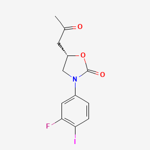 molecular formula C12H11FINO3 B11781010 (S)-3-(3-Fluoro-4-iodophenyl)-5-(2-oxopropyl)oxazolidin-2-one 