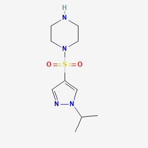 molecular formula C10H18N4O2S B11781029 1-((1-Isopropyl-1H-pyrazol-4-yl)sulfonyl)piperazine 