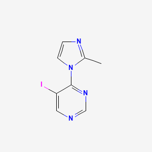 molecular formula C8H7IN4 B11781045 5-Iodo-4-(2-methyl-1H-imidazol-1-yl)pyrimidine 