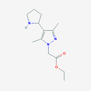 molecular formula C13H21N3O2 B11781054 Ethyl 2-(3,5-dimethyl-4-(pyrrolidin-2-yl)-1H-pyrazol-1-yl)acetate 