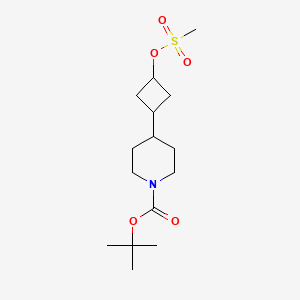 molecular formula C15H27NO5S B11781059 tert-Butyl 4-(3-((methylsulfonyl)oxy)cyclobutyl)piperidine-1-carboxylate 