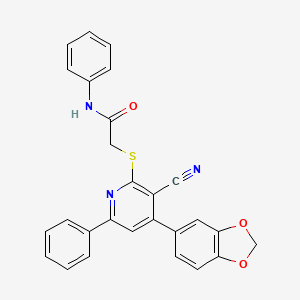 2-((4-(Benzo[d][1,3]dioxol-5-yl)-3-cyano-6-phenylpyridin-2-yl)thio)-N-phenylacetamide