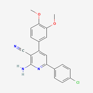 molecular formula C20H16ClN3O2 B11781207 2-Amino-6-(4-chlorophenyl)-4-(3,4-dimethoxyphenyl)nicotinonitrile 