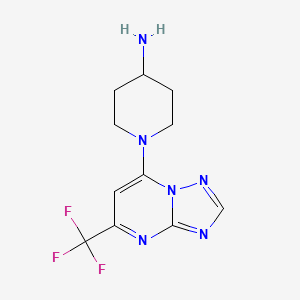 molecular formula C11H13F3N6 B11781244 1-(5-(Trifluoromethyl)-[1,2,4]triazolo[1,5-a]pyrimidin-7-yl)piperidin-4-amine 